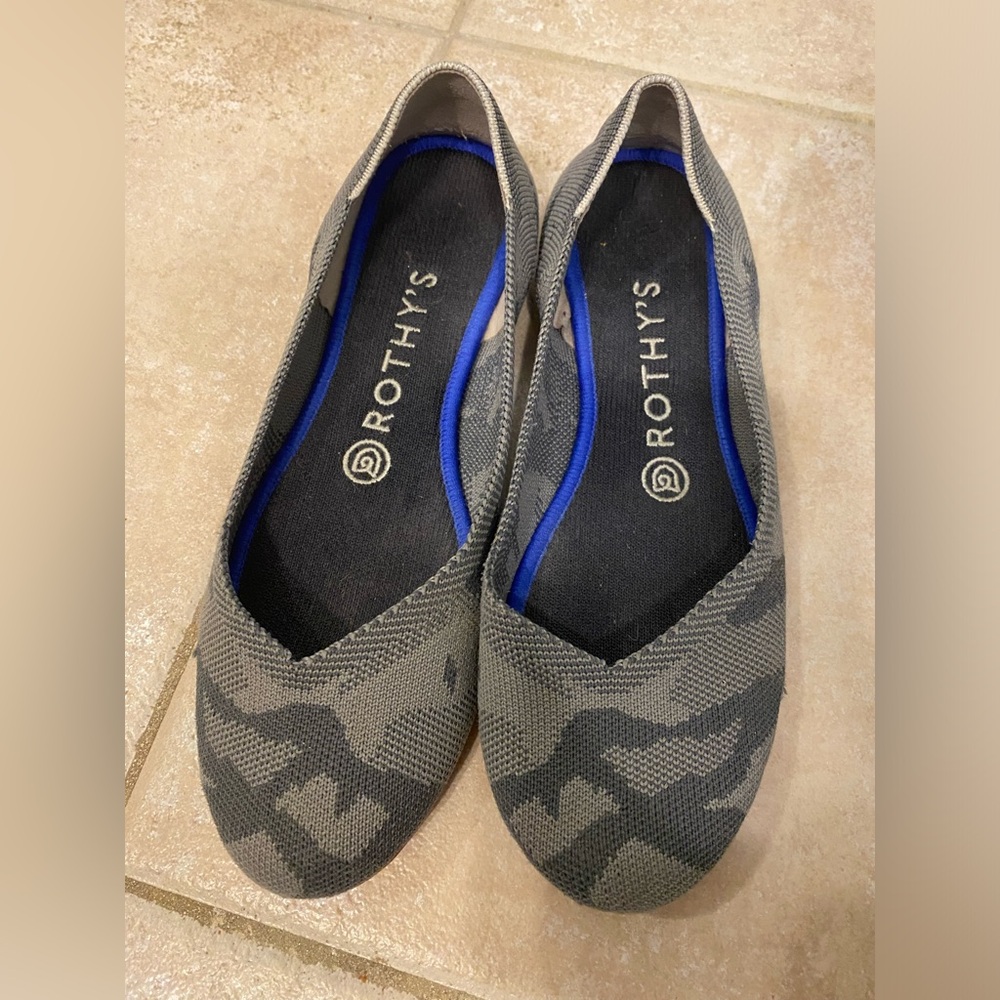 Rothy’s Round Toe Knit Washable Camo Ballet Flat 7.5